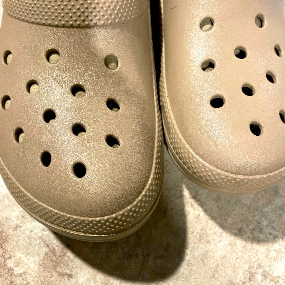 Beige crocs size 9